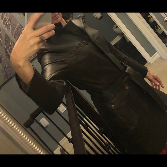 Danier brown de stressed leather jacket - Picture 2 of 8